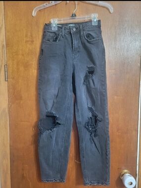 High-Rise Black Distressed Women's Jeans